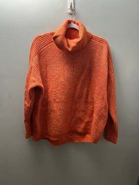 Mango Orange Oversized Chunky Knit Cowl Neck Sweater